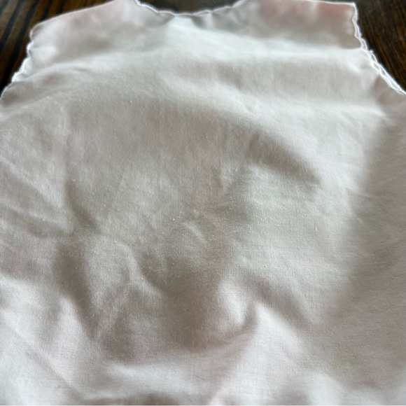Vintage Baby Girl Diaper Shirt Pink Dress Vest Easter Scalloped Embroidered - Picture 5 of 12